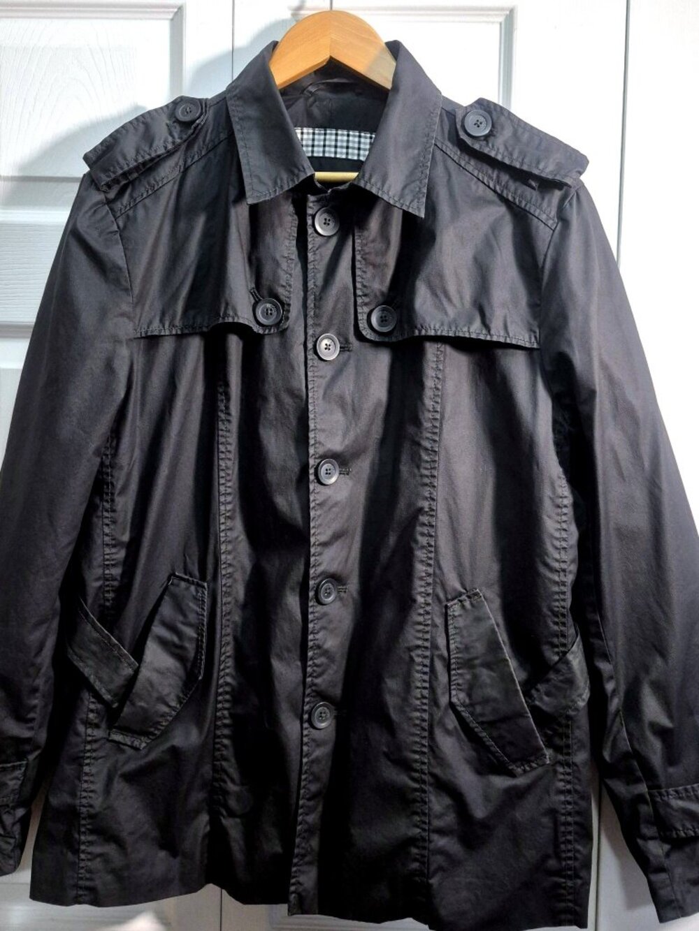 Men's Black Belted Trench Coat – Meters/bonwe, M/L